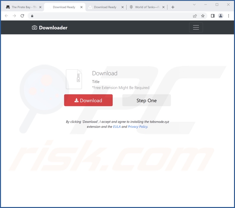 Sito web che promuove il dirottatore del browser TabsMode