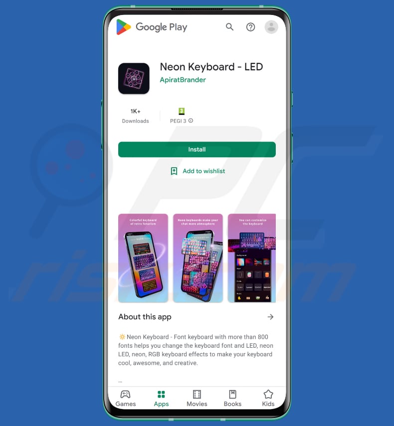 Screenshot dell'app Neon Keyboard - LED contenente Autolycos su Google Play