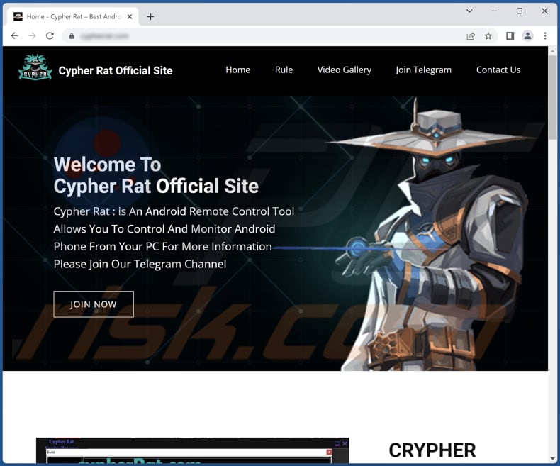 Screenshot del sito Web utilizzato per la vendita di Cypher RAT a chi ne volesse far uso