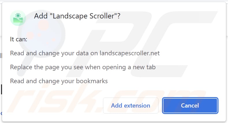 Autorizzazioni richieste dal dirottatore del browser Landscape Scroller