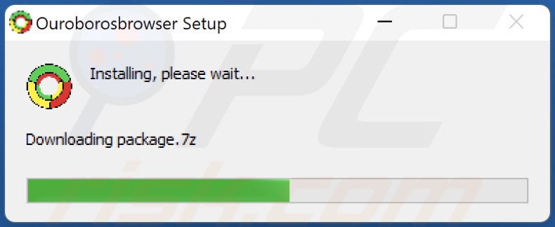 Screenshot del pop-up visualizzato durante l'installazione del browser Ouroboros