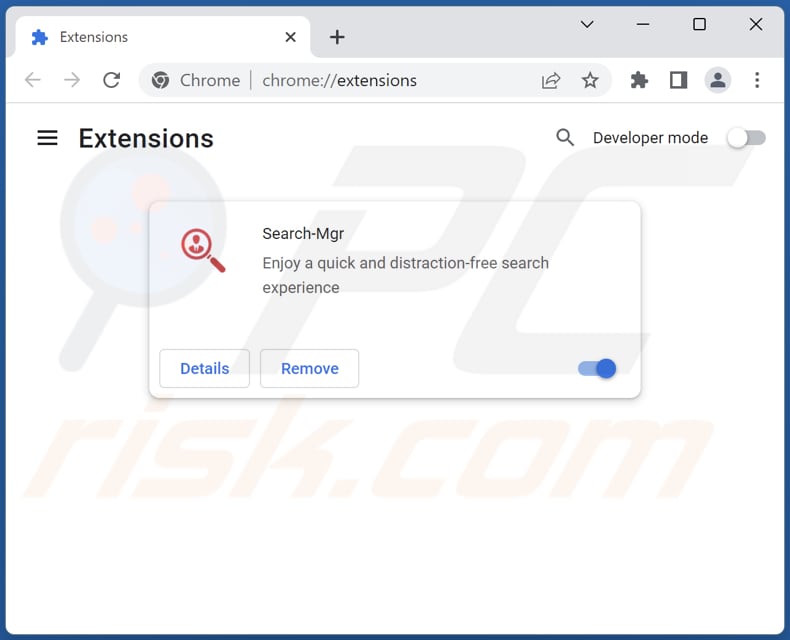 Rimozione delle estensioni di Google Chrome relative a searchmgr.online