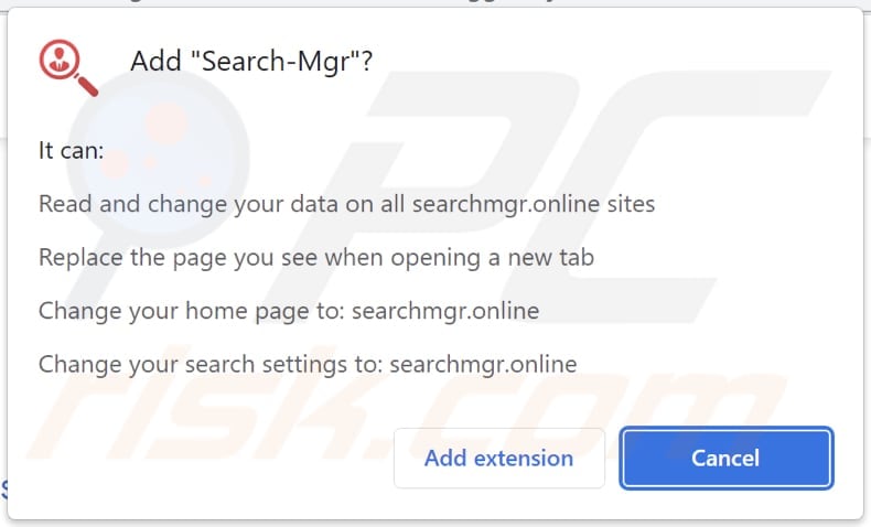 Permessi richiesti dal browser hijacker Search-Mgr