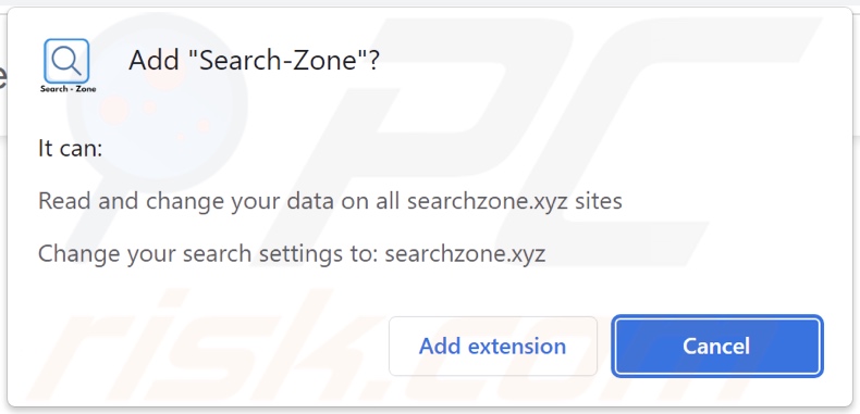 Permessi richiesti dal dirottatore del browser Search-Zone