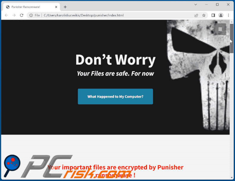 Aspetto della nota di riscatto (GIF) di Team Punisher ransomware