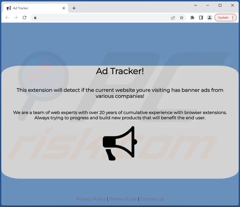 Un'altra pagina che promuove Ads Tracker