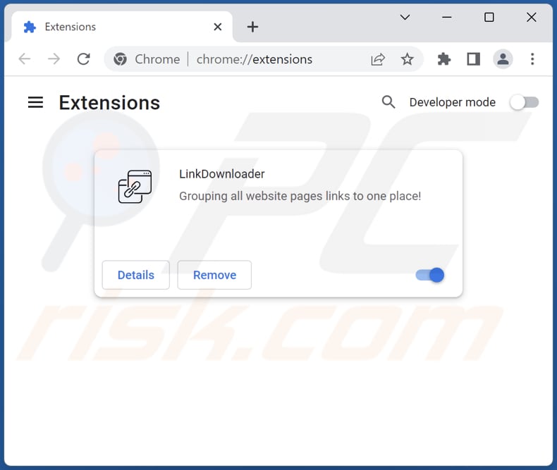 Rimozione dell'adware LinkDownloader da Google Chrome step 2