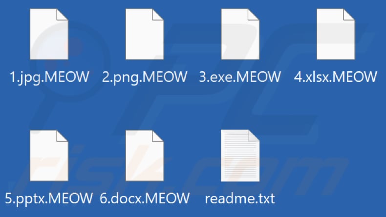 File crittografati dal ransomware MEOW (estensione .MEOW)
