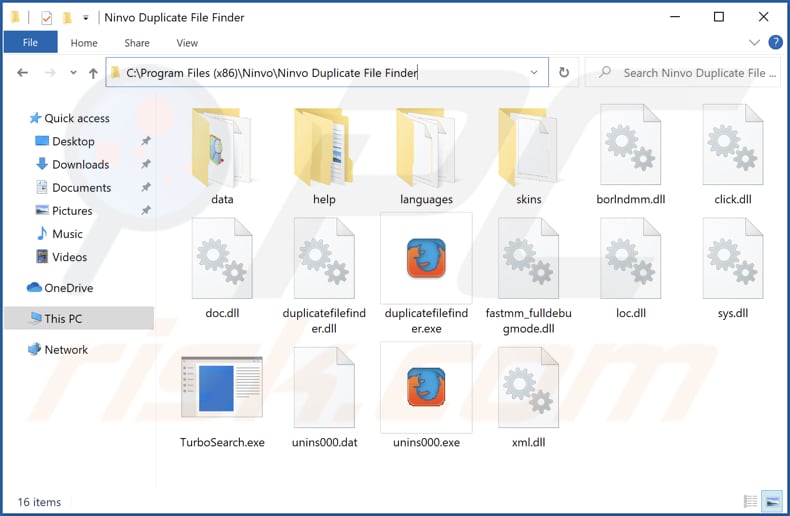 Cartella di installazione dell'adware Duplicatefinder