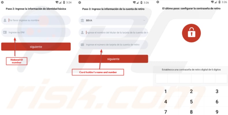 Gigabud che richiede i dettagli della carta di credito durante la registrazione (fonte: cyble.com)