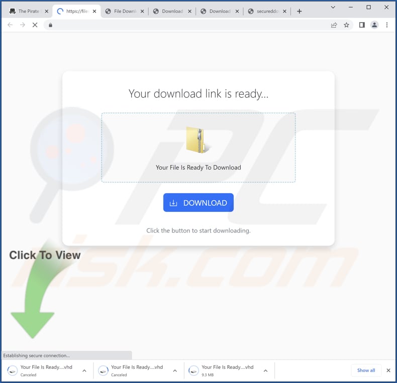 Sito Web che distribuisce un programma di installazione dannoso per un browser hijacker progettato per promuovere searchmia.com