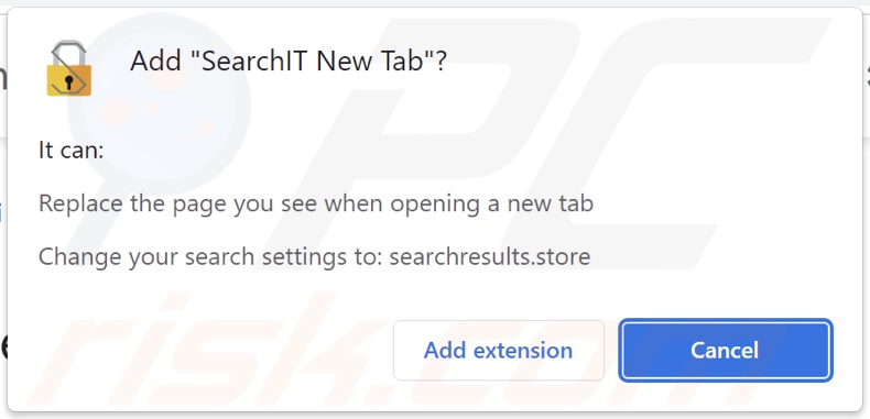 Autorizzazioni richieste dal dirottatore del browser SearchIT New Tab