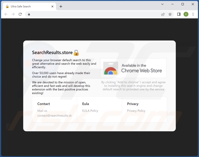 Sito web che promuove il dirottatore del browser SearchIT New Tab