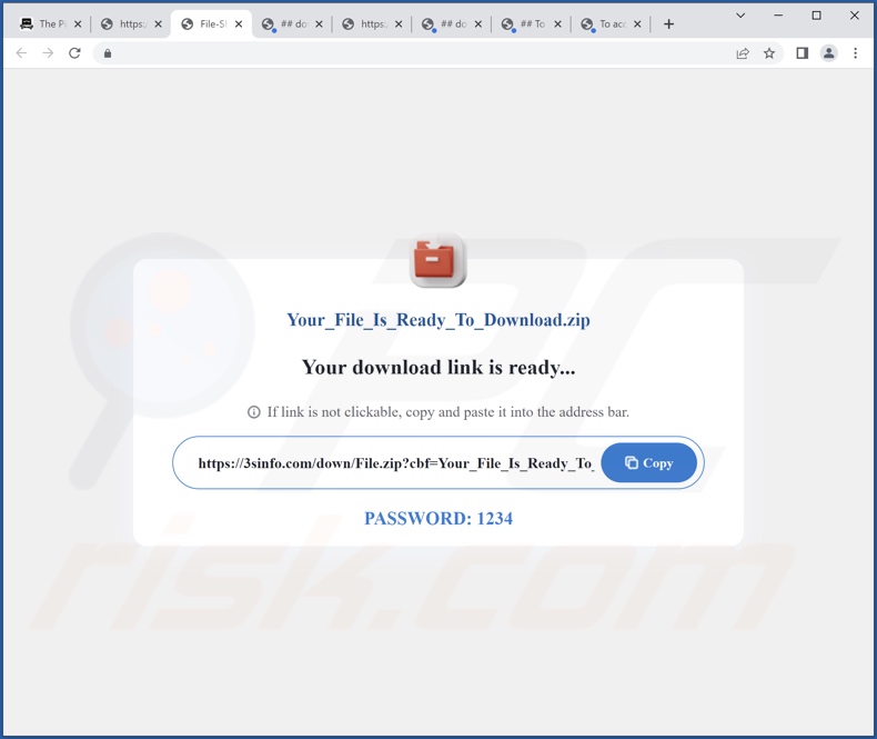 Screenshot di un sito Web utilizzato per promuovere l'adware Split Files