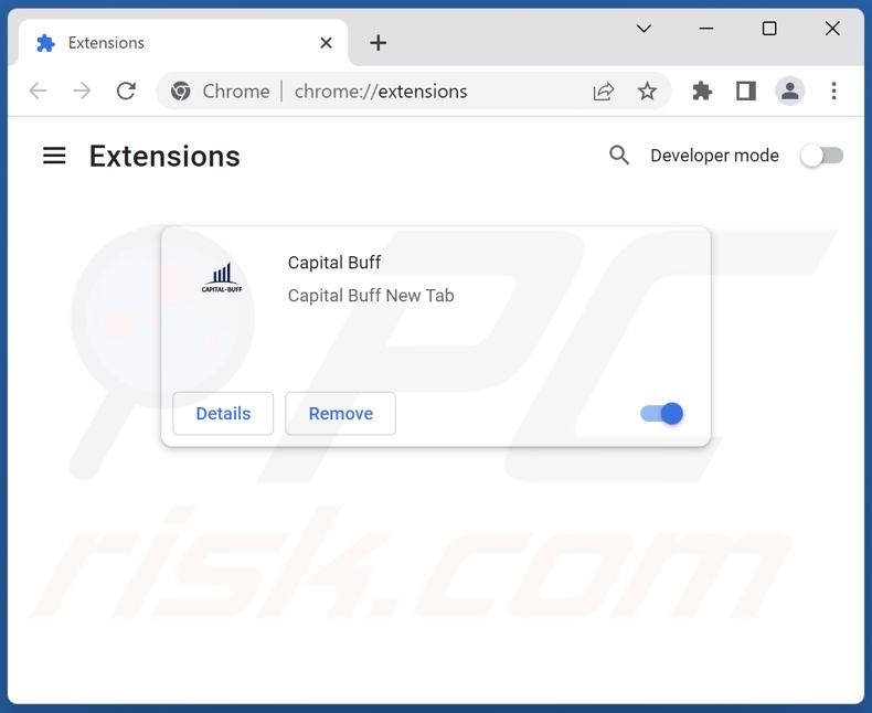 Rimozione delle estensioni di Google Chrome relative a capital-buff.com