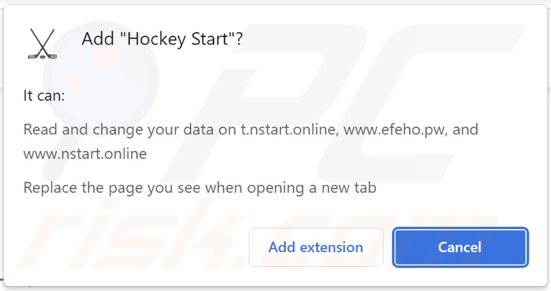 Autorizzazioni richieste dal dirottatore del browser Hockey Start