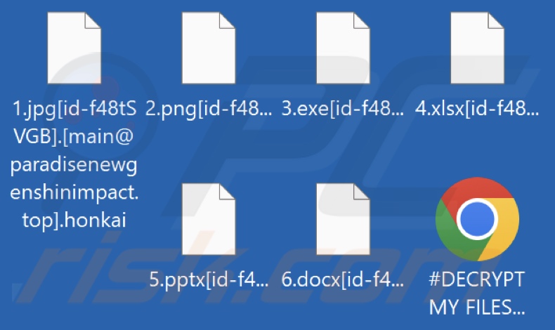 File crittografati da Honkai (Paradise) ransomware (estensione .honkai)