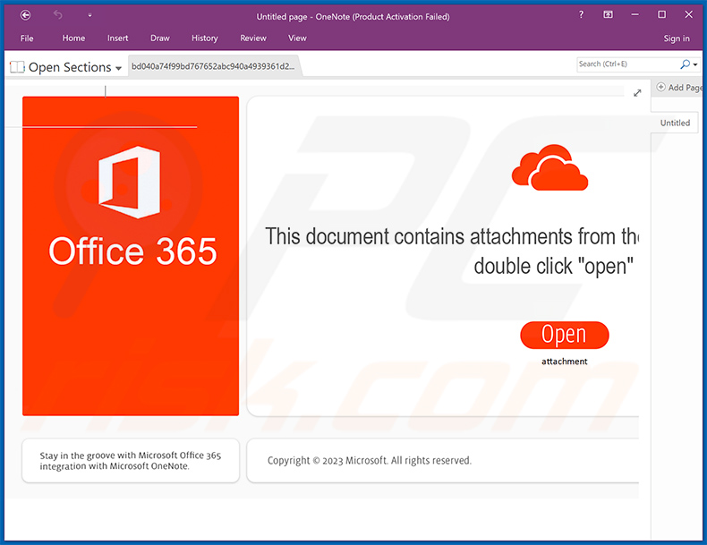 File dannoso di Microsoft OneNote che diffonde Qakbot