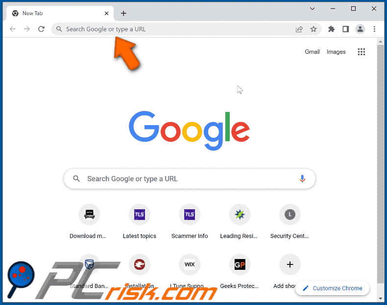 Aspetto del reindirizzamento di search-good.com al motore di ricerca Bing (GIF)