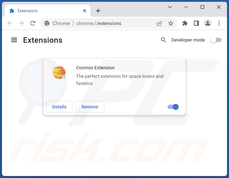 Rimozione delle estensioni di Google Chrome relative a cosmosextension.com