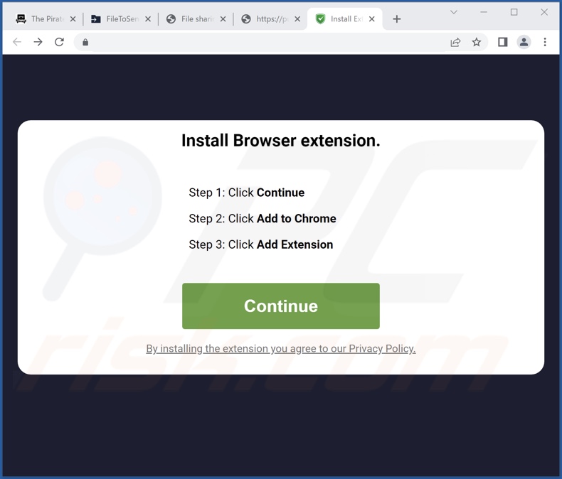 Sito Web che promuove il dirottatore del browser Cosmos Extension