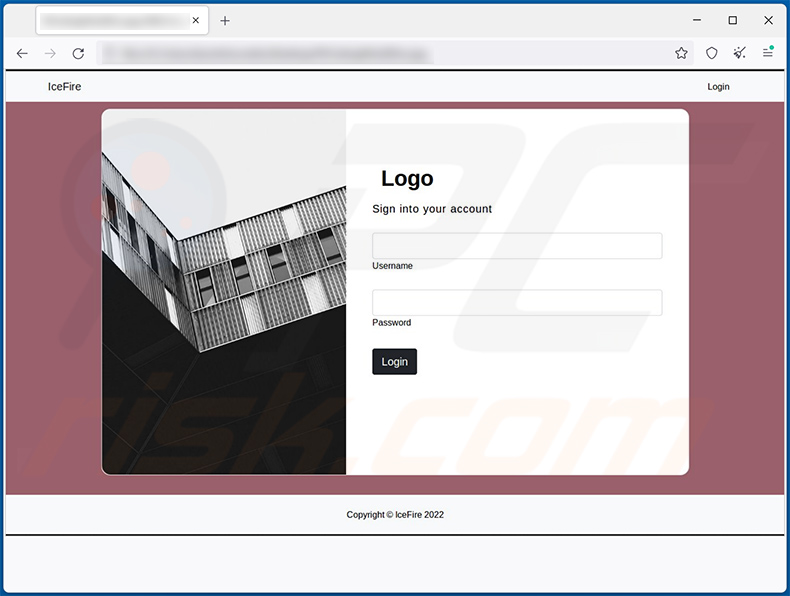 Pagina di accesso al sito web del ransomware IceFire