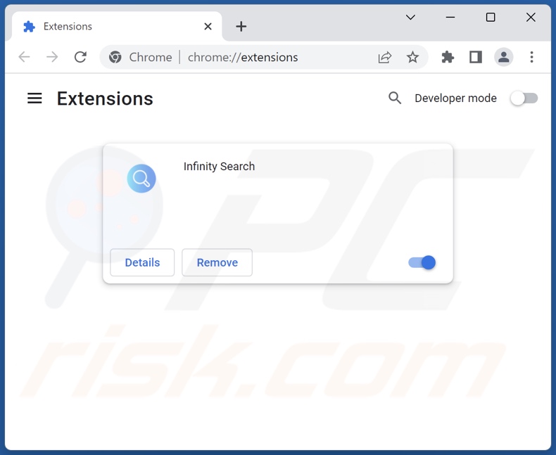 Rimozione delle estensioni di Google Chrome relative a search.infinity-searches.com