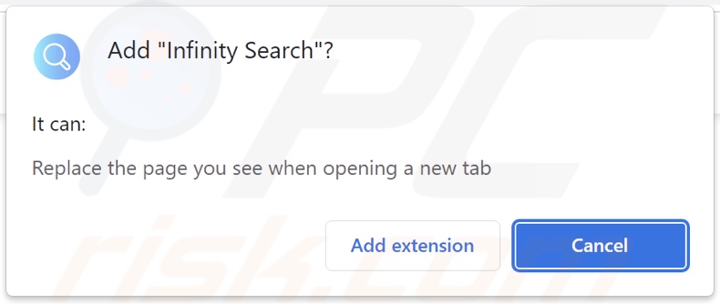 Autorizzazioni richieste dal dirottatore del browser Infinity Search