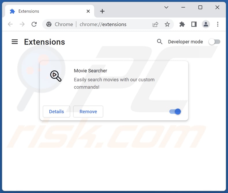 Rimozione delle estensioni di Google Chrome relative a search-movie.com