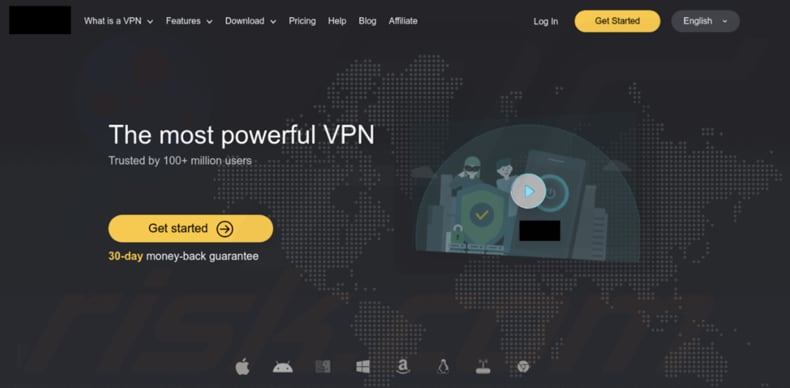 OpcJacker malware falso sito web di download VPN che diffonde OpcJacker (fonte: trendmicro.com)