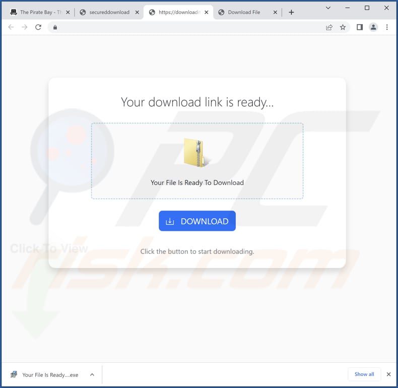 Sito Web utilizzato per indurre gli utenti a scaricare un browser hijacker progettato per promuovere searchsearches.com