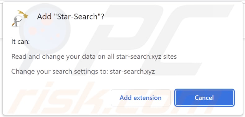 Autorizzazioni richieste dal dirottatore del browser Star-Search