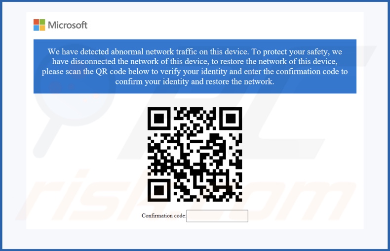 Abnormal Network Traffic On This Device pop-up di truffa