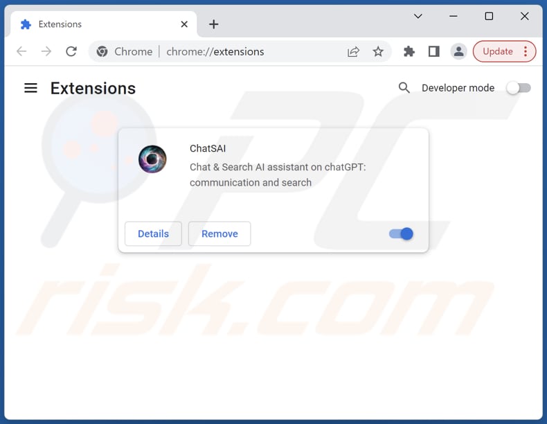 Rimozione delle estensioni di Google Chrome relative a chatsai.nextjourneyai.com