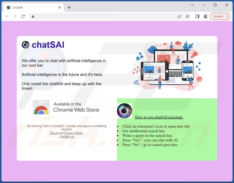 Sito web che promuove il dirottatore del browser ChatSAI