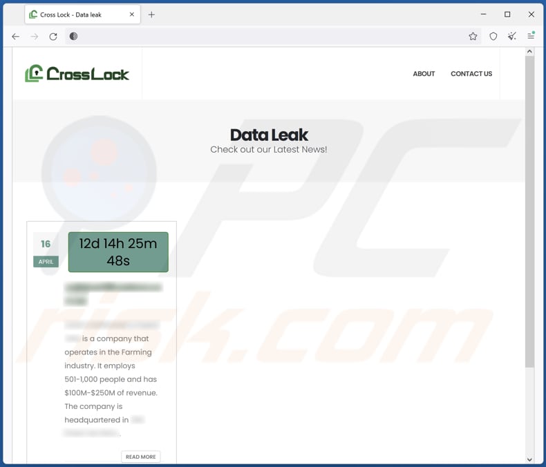 Screenshot of the data leaking site