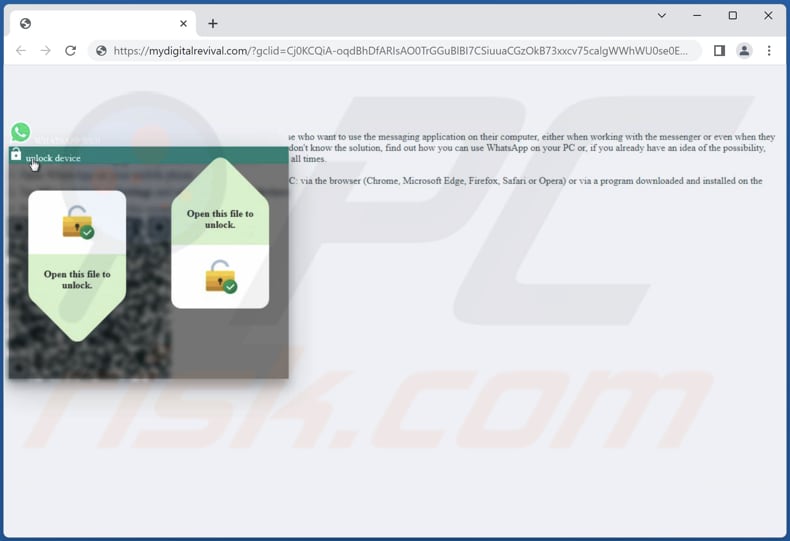 Sito Web falso che distribuisce CryptoClippy (applicazione WhatsApp falsa)