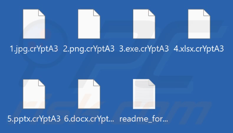 File crittografati dal ransomware crYptA3 (estensione . crYptA3)