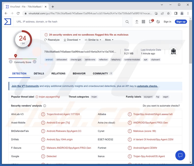 DogeRAT malware per android