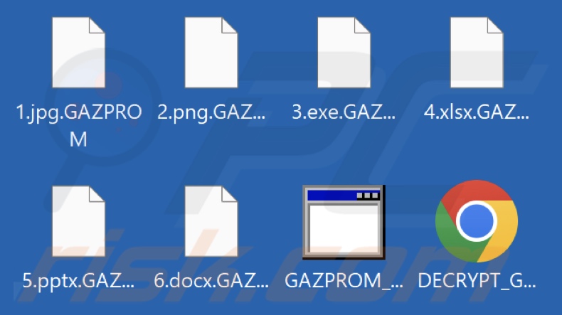 Screenshot dei file crittografati dal ransomware GAZPROM
