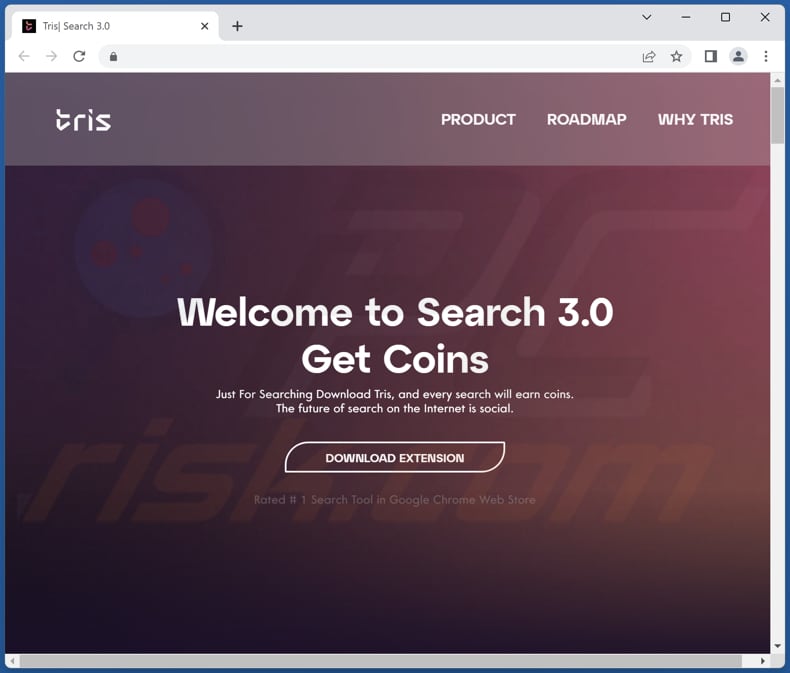 Pagina ufficiale che promuove il dirottatore del browser Search New Tab