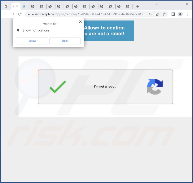 Schermata dell'aspetto alternativo del sito securecaptcha[.]top