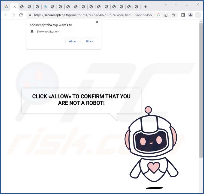 securecaptcha[.]top reindirizzamenti pop-up