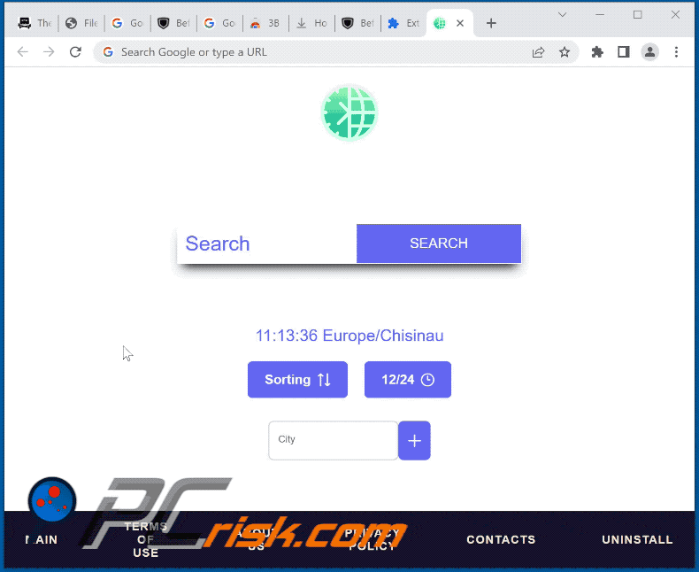 Wingman Clock browser hijacker aspetto