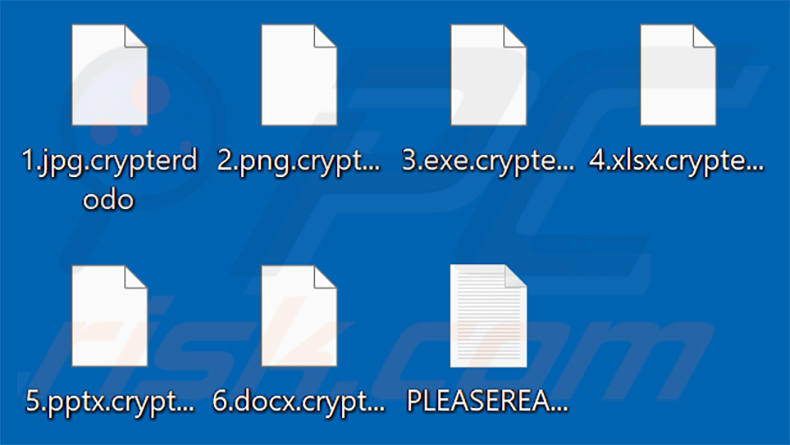 Screenshot dei file crittografati dal ransomware DODO aggiornato (estensione 