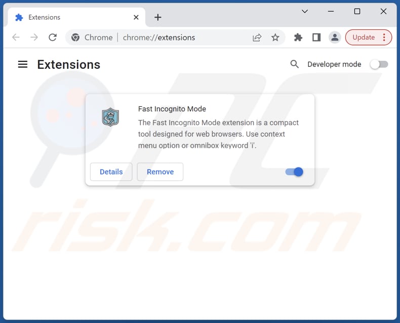 Rimuovere Fast Incognito Mode adware da Google Chrome step 2