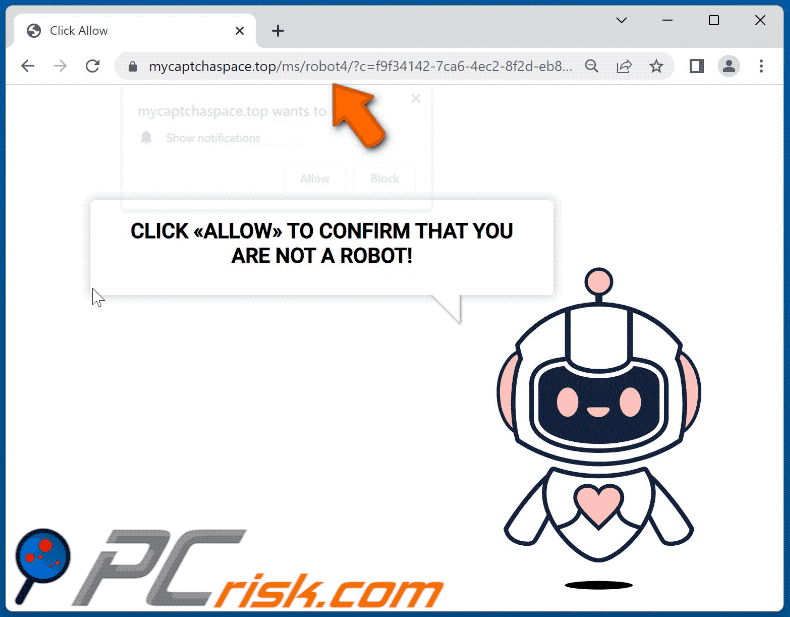 Aspetto di mycaptchaspace[.]top (GIF)
