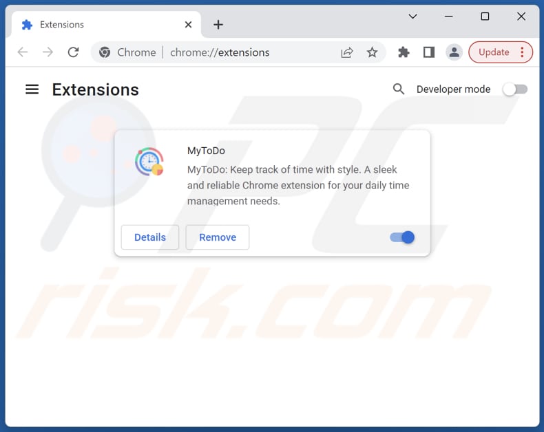 Rimozione delle estensioni di Google Chrome relative a mylistodo.com