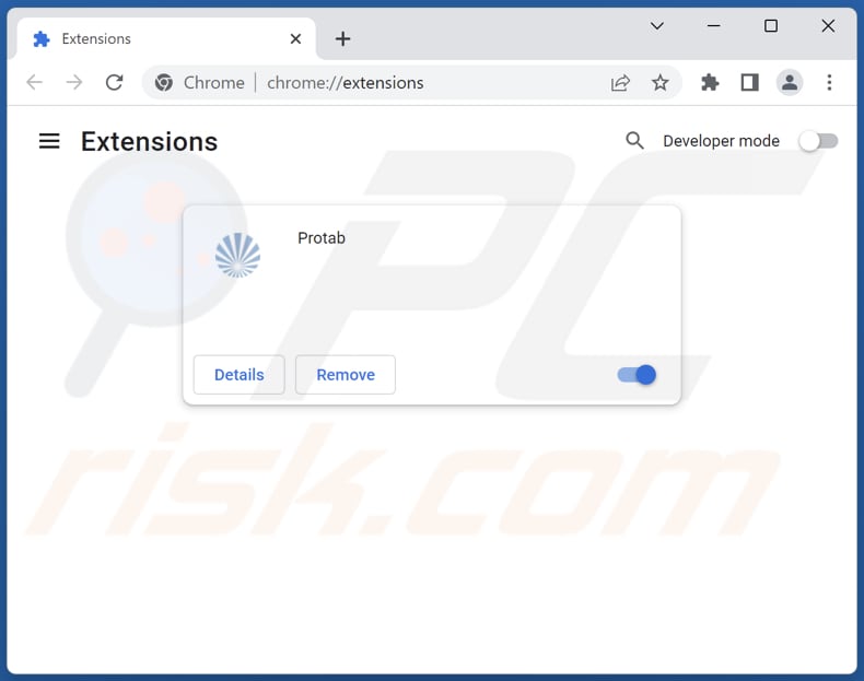 Rimozione delle estensioni di Google Chrome relative a search.protab.me