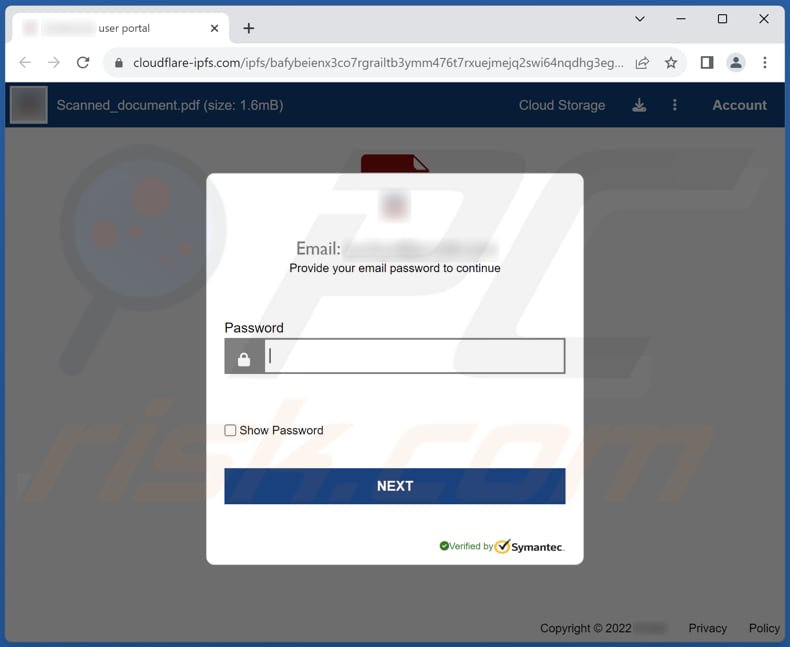A File Was Shared With You Via Dropbox Sito web di phishing con truffa via e-mail